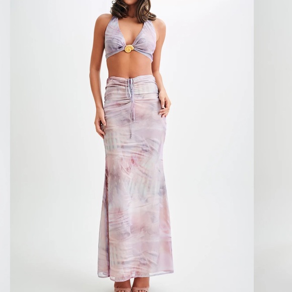 Elegant Purple Tie-Dye Maxi Skirt - Picture 1 of 2